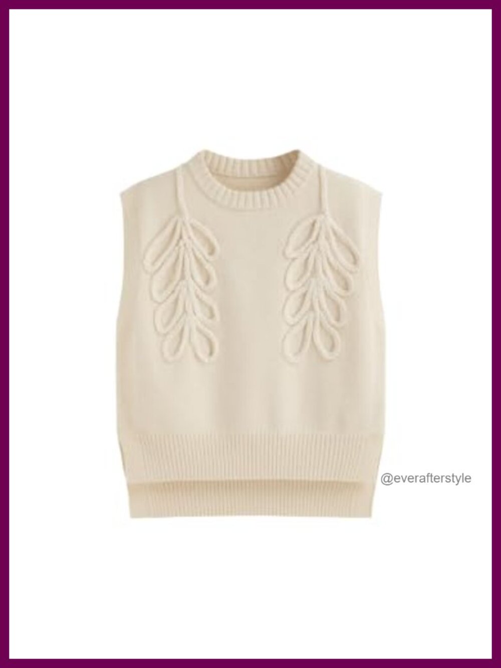 Sweater Vest Women Sleeveless Leaf Jacquard Knit Pullover